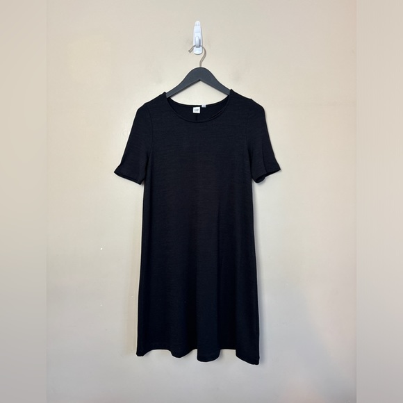 GAP - Black Midi rib-knit Dress with short sleeves. Lined. LARGE & XL - Picture 4 of 12